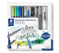 STAEDTLER 61 3001-2 Design Journey - Juego de Hand Lettering y Acuarelas | Acuarela y caligrafía con rotuladores de doble punta - Set de iniciación para crear - N.º de art. 61 3001-2