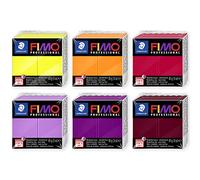 Staedtler 8004 FIMO - Arcilla de modelado polimérica profesional endurecedora al horno, paquete de 6 bloques de 85 g, colores cálidos