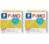 STAEDTLER 8010-112 FIMO Effect - Arcilla polimérica para modelar de secado al horno, color oro purpurina (pastilla 57 g.) (Paquete de 2)
