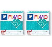 STAEDTLER 8010-392 FIMO Effect - Arcilla polimérica para modelar de secado al horno, color turquesa galaxy (pastilla 57 g.) (Paquete de 2)