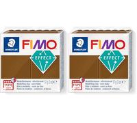 STAEDTLER 8010-71 FIMO Effect - Arcilla polimérica para modelar de secado al horno, color bronce antiguo metálico (pastilla 57 g.) (Paquete de 2)