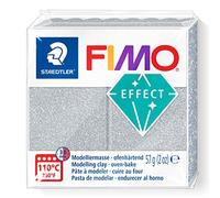 STAEDTLER 8010-812 FIMO Effect - Arcilla polimérica para modelar de secado al horno, color plata purpurina (pastilla 57 g.)