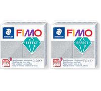 STAEDTLER 8010-812 FIMO Effect - Arcilla polimérica para modelar de secado al horno, color plata purpurina (pastilla 57 g.) (Paquete de 2)