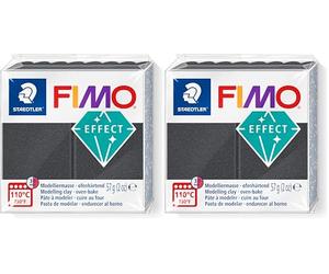STAEDTLER 8010-91 FIMO Effect - Arcilla polimérica para modelar de secado al horno, color gris acero metálico (pastilla 57 g.) (Paquete de 2)