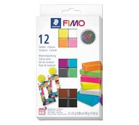 STAEDTLER 8013 C12-3 FIMO Effect Colour Pack - Arcilla polimérica para modelar de secado al horno. Pack "Neon" con 12 medias pastillas de 25g (colores surtidos) e instrucciones