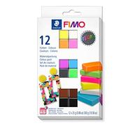STAEDTLER 8013 C12-3 FIMO Effect Colour Pack - Arcilla polimérica para modelar de secado al horno. Pack "Neon" con 12 medias pastillas de 25g (colores surtidos) e instrucciones