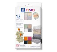 STAEDTLER 8013 C12-5 FIMO Effect - Arcilla de modelado polimérica endurecedora al horno, boho, colores surtidos (paquete de 12 bloques de 25 g)
