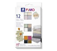STAEDTLER 8013 C12-5 FIMO Effect - Arcilla de modelado polimérica endurecedora al horno, boho, colores surtidos (paquete de 12 bloques de 25 g)