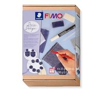 STAEDTLER 8025 HTC2 FIMO - Arcilla de modelado polimérica endurecida al horno - Cómo crear, efecto vaquero (paquete de 8 piezas, incluyendo bloques suaves FIMO y accesorios)