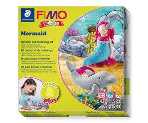 STAEDTLER 8034 12 LZ. Pasta de modelar para niños Fimo Kids Form & Play Sirena. Caja con 4 Pastillas de 42 Gramos.