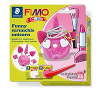 STAEDTLER 8035 25 FIMO - Juego de arcilla para modelar para niños, "Funny Scrunchie Unicorn" (paquete de 2 bloques FIMO Kids y herramientas de modelado)