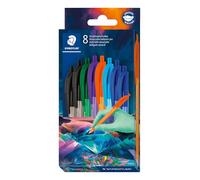 Staedtler ball 4230C8E2-1 4230 M - Bolígrafo triangular, ancho de línea M aprox. 1,00 mm, para escritura relajada, estuche de cartón con 8 bolígrafos, surtidos, edición Multiverse