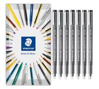 STAEDTLER Bolígrafo delineador fino 308 Pigment Liner - Perfecto para escribir, dibujar, dibujar técnico, etiquetado - Tinta negra - En caja de regalo de sobre (Embalaje de surtido de 7)