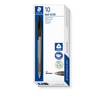 STAEDTLER Bolígrafo retráctil triangular, color de escritura negro, ancho de línea M aproximadamente 1,00 mm, para una escritura relajada, 10 bolígrafos negros en estuche de cartón, 4230 M-9