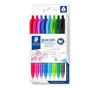 Staedtler Bolígrafo retráctil triangular, cuerpo color tinta, M aprox. 1 mm, 8 uds estuche cartón