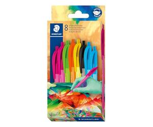 STAEDTLER Bolígrafos ball 4230 M - Multicolores, juego de 8, M | Bolígrafo triangular, multicolor, 1,0 mm - escritura fluida - N.º de art. 4230C8E2-2