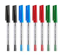 STAEDTLER Bolígrafos de punta redonda mediana de 0,5 mm, 430 M, suave, color negro, azul, rojo, verde, paquete de 8