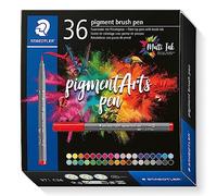 STAEDTLER 371 C36 Pigment Arts Brush Pen - Assorted Basic Colours (Pack of 36) B
