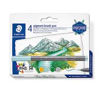 STAEDTLER Brush Pen Pigment Arts, colores surtidos, tinta pigmentada premium, pu
