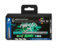 STAEDTLER Brush Pen Pigment Arts, "Greens & Turquoises", tinta pigmentada premiu