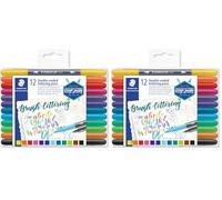 STAEDTLER Design Journey 3004 TB12. Rotuladores para lettering de doble punta. Caja con 12 marcadores de colores variados. (Paquete de 2)