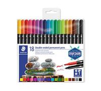 STAEDTLER Design Journey 3187 TB18, Rotuladores Permanentes de Doble Punta, Caja con 18 Marcadores de Colores Variados
