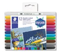 STAEDTLER 3190 TB12 Doppelfasermaler Textil (schmale und breite Spitze, zum Deko