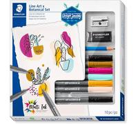 Staedtler Diseño Viaje Pigmento Cepillo Kit - Rotuladores, Lápiz, Borrador,