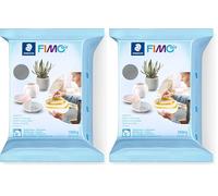 STAEDTLER Fimo Air 8101-80 - Arcilla de modelar (secado al aire, lista para usar, no se quema, 1000 g, tacto agradable, antiadherente, 95% materias primas naturales), color gris (Paquete de 2)