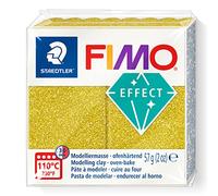 STAEDTLER FIMO effect 8010 Arcilla glitter - oro, 57 g | Arcilla polimérica al horno con purpurina fina, blanda & maleable - para joyería & decoración - Art.-Nr. 8010-112