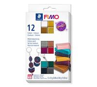 STAEDTLER 8013 C12-4 FIMO Effect Colour Pack - Arcilla polimérica para modelar de secado al horno. Pack "Sparkle colours" con 12 medias pastillas de 25g (colores surtidos) e instrucciones