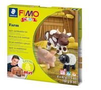 STAEDTLER FIMO kids 8034 Set «Granja» - 4 bloques de 42 g cada uno | Endurece en horno, incluye palito para modelar y accesorios de manualidades, modelado creativo para niños, Art. 8034 01 LY
