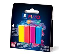 STAEDTLER FIMO Professional 8043-S1 - Arcilla de modelado polimérico para horno - Juego de iniciación - 4 colores básicos surtidos, 8043-S1