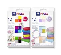STAEDTLER FIMO Set de masa para modelar endurecible al horno Basic & Pastel Colours - Masa blanda para principiantes - Colores brillantes en combinaciones coordinadas - Bloques versátiles de modelado