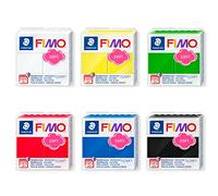 Staedtler Fimo Soft - Pasta para modelar 6 bloques de colores básicos de 57 g cada uno, arcilla suave para horno para principiantes y artistas aficionados para modelar joyas y accesorios decorativos