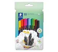 STAEDTLER Fineliner Triplus, forma triangular ergonómica, punta superfina de 0,3 mm, Dry Safe, mango de polipropileno, 10 rotuladores en estuche de cartón, 334 C10