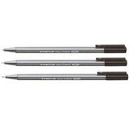 Staedtler - Juego de 3 rotuladores negros con punta superfina de 0,3 mm, no se seca y se puede lavar de la mayoría de los tejidos