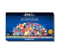 STAEDTLER Lápices acuarelables - 120 lápices artísticos en estuche metálico - Diseño hexagonal, mina de 3,6 mm, colores vivos y resistentes a la luz - ideales para técnicas de acuarela