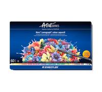 STAEDTLER Lápices acuarelables - 60 lápices artísticos en estuche metálico - Diseño hexagonal, mina de 3,6 mm, colores vivos y resistentes a la luz - ideales para técnicas de acuarela