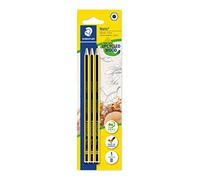 STAEDTLER Lápiz Noris 120 - Paquete de 3, grado de dureza B | Respetuoso con el medio ambiente, madera certificada PEFC, superficie antideslizante y resistente a roturas - N.º 120-1BK3DA