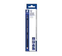 STAEDTLER Lumocolor 108 20 Glasochrom lápices - negro, pack 12 | Lápiz de cera resistente al agua, cuerpo de madera - escribe en vidrio, metal, plástico, piedra & cuero - Art.-Nr. 108 20-9
