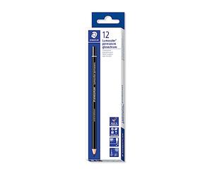 STAEDTLER Lumocolor 108 20 Glasochrom lápices - negro, pack 12 | Lápiz de cera resistente al agua, cuerpo de madera - escribe en vidrio, metal, plástico, piedra & cuero - Art.-Nr. 108 20-9