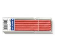 Staedtler Lumocolor 218 - Minas (12 unidades), color rojo | Solubles en agua, borrables, 70 mm - para el lápiz a presión 768 - N.º de art. 218-2