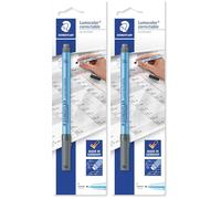 STAEDTLER Lumocolor 305 F-9 BK - Rotulador correctable, tinta de color intenso, borrado en seco, rellenable, negro, ancho de línea F, rotulador en blíster, tinta 305 F-9 BK (Paquete de 2)