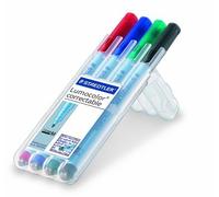 Staedtler Lumocolor 305 M WP4-1 Lápices de papel de aluminio, corregibles en seco, 1 juego de 4 colores (punta M, juego de 4, multicolor, 4)