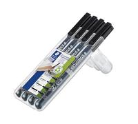 Staedtler Rotuladores permanentes Lumocolor 31-9WP4GS, negro, estuche 4 unidades de distinto grosor