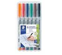 STAEDTLER Lumocolor 311 no permanente - Caja de 6 unidades, S, 0,4 mm | Soluble en agua, se puede borrar de láminas - Rotulador universal para láminas - N.º de art. 311 WP6