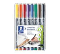STAEDTLER Lumocolor 313 Rotuladores permanentes - 8 colores, 0,4 mm | Tinta permanente, punta fina - marcado fijo en film, vidrio, metal & la mayoría de superficies - Art.-Nr. 313 WP8