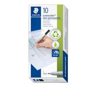 STAEDTLER Lumocolor 316 Rotulador no permanente - negro, individual, 0,6 mm | Tinta universal soluble al agua, cuerpo 97% reciclado - borrable en film & superficies - Art.-Nr. 316-9X