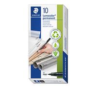 STAEDTLER Lumocolor 317 Rotuladores permanentes - negro, pack 10, 1,0 mm | Tinta impermeable para casi todas las superficies, punta media, tecnología DRY SAFE - Art.-Nr. 317-9